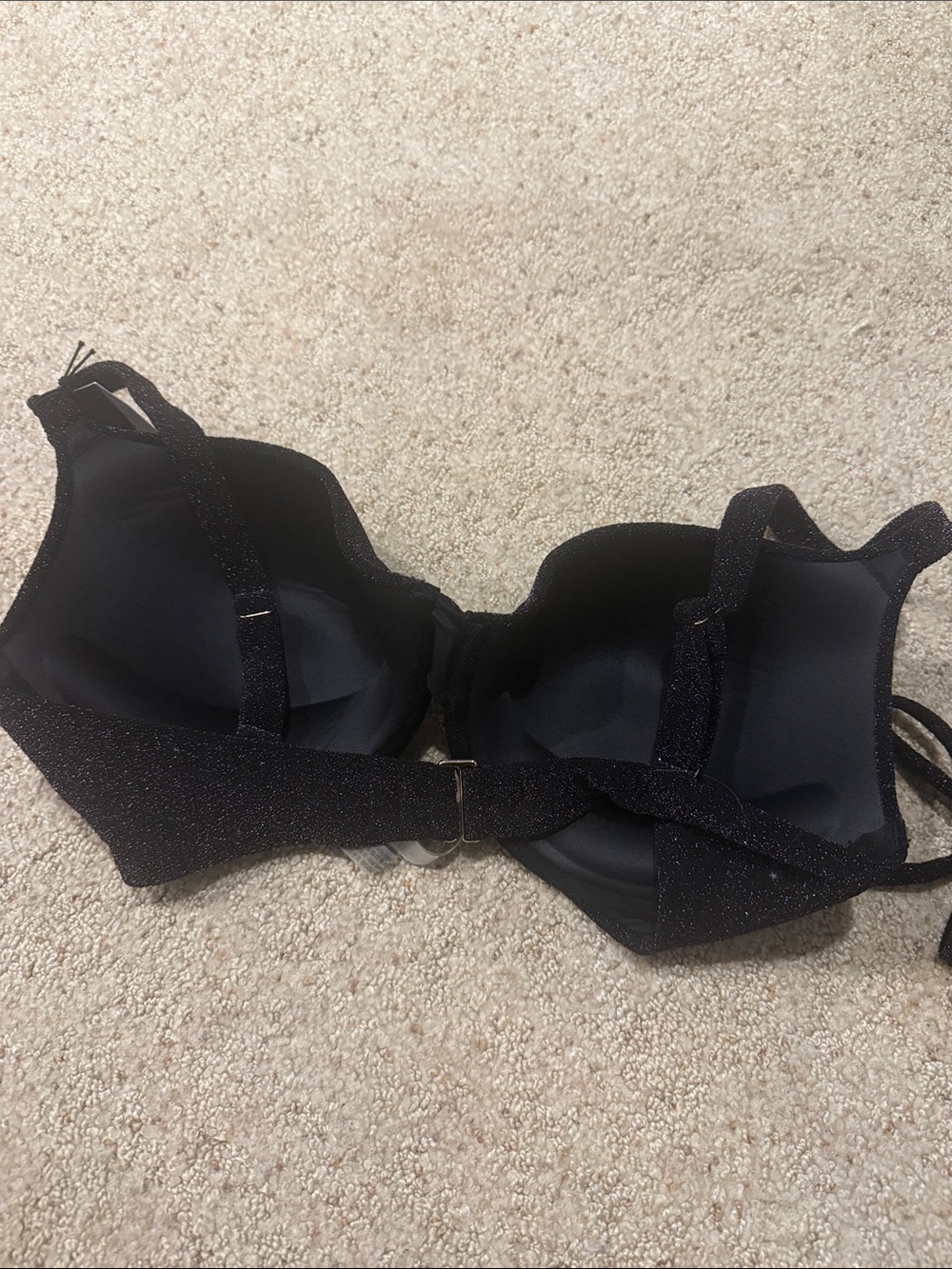 NWT Victoria's Secret Black Glitter Tie-Side Bikini Set - Picture 5 of 5